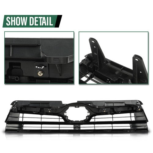 Solid Spare Fit For 14-16 Toyota Highlander Front Bumper Upper Grille Black Chrome TO1200371