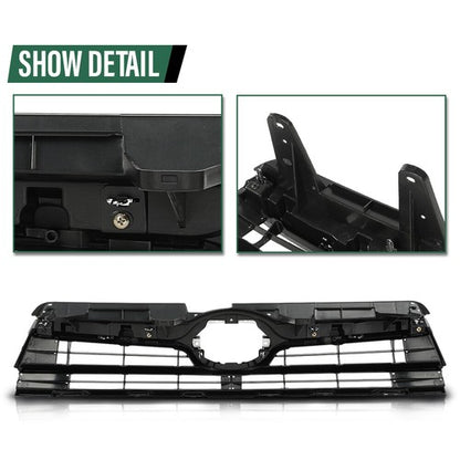 Solid Spare Fit For 14-16 Toyota Highlander Front Bumper Upper Grille Black Chrome TO1200371