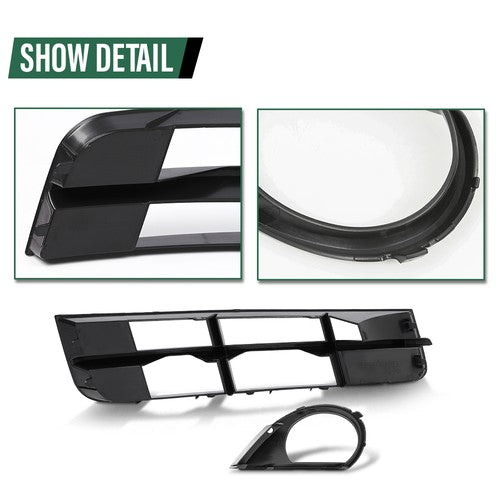 Solid Spare Fit For 10-15 Audi Q7 Standard Front Bumper Lower Fog Light Grille Covers Trim
