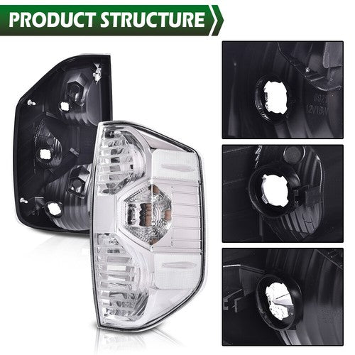 Solid Spare Fit For 14-21 Toyota Tundra Clear Rear Tail Lights Brake Lamps Assembly Pair