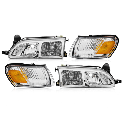 JDM Chrome Headlights w/Turn Signal Corner Lights For 1993-1997 Toyota Corolla