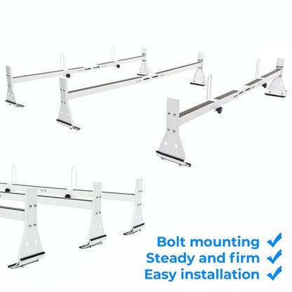 Solid Spare For Chevy Express 2500/3500 1996-up Steel White Cargo Van Roof Ladder Rack 3 bar