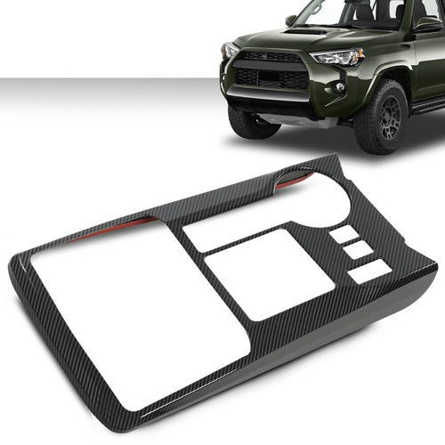 Solid Spare Fit For 10-2022 4Runner Carbon Look Center Console Gear Shift Panel Cover Trim