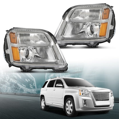 Solid Spare Fit For 2010-2015 GMC Terrain SL/SLT/SLE Halogen Headlights Assembly Left+Right