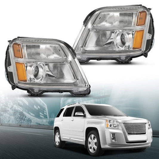 Solid Spare Fit For 2010-2015 GMC Terrain SL/SLT/SLE Halogen Headlights Assembly Left+Right