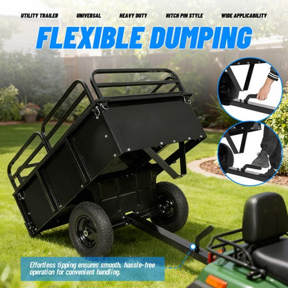 Solid Spare For UTV ATV Heavy Duty Dump Cart Garden Utility Trailer Yard Lawn Mower 750lb