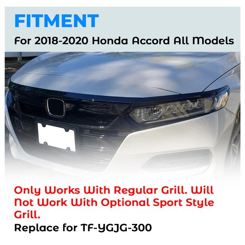 Solid Spare ABS Glossy Black Lip Front Grille Cover Moulding Trim For Honda Accord 2018-2020
