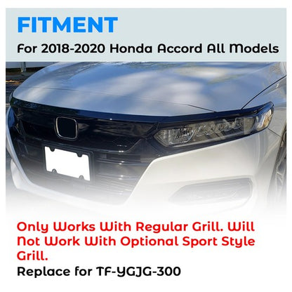 Solid Spare ABS Glossy Black Lip Front Grille Cover Moulding Trim For Honda Accord 2018-2020