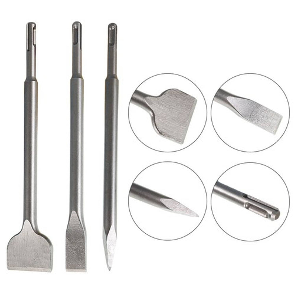 Solid Spare Concrete Drill Bit Set 6-Pack Includes Point Chisel + 20mm & 40mm Flat Chisel