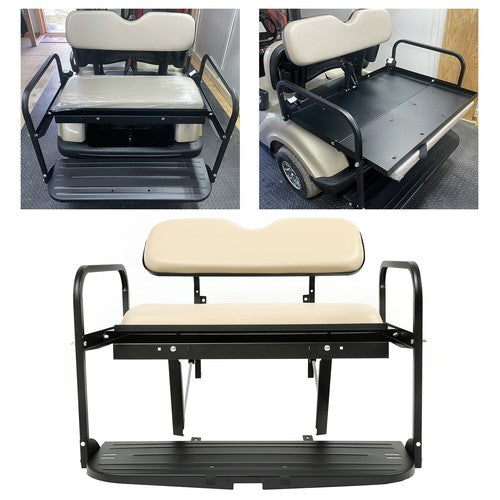 Solid Spare For Yamaha Drive G29 2007-2016 Golf Cart Flip Rear Back Seat Kit w/Beige Cushion
