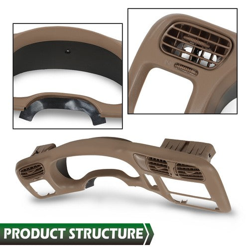 Solid Spare Fit For 98-05 S10 Blazer Jimmy Sonoma Double Din Dash Radio Cluster Bezel Beige