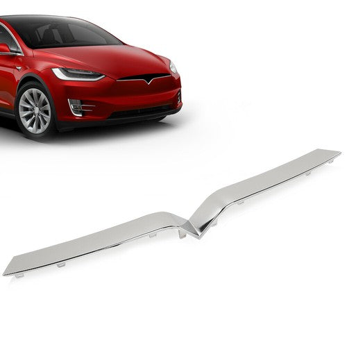 Solid Spare Front Bumper Upper Grille Trim Molding Chrome Fit For 2016-2020 Tesla Model X