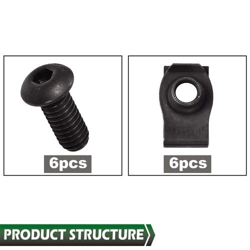 Solid Spare Fit For Polaris Ranger RZR General Body Panel Torx Screw & Flat Nut Set of 6
