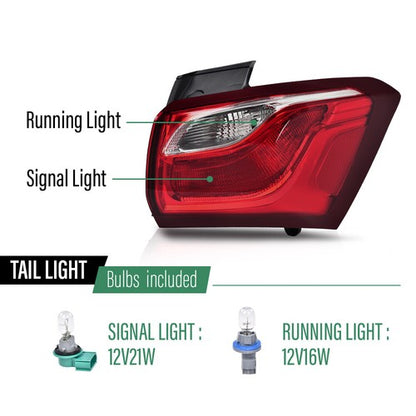 Solid Spare Fit For 18-20 Chevrolet Equinox Halogen Tail Light Brake Lamp Outer Right Side