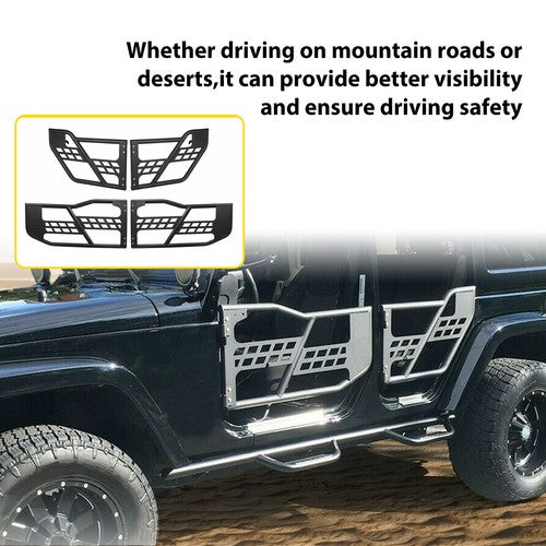 Solid Spare For Jeep Wrangler JK 07-18 4DR Textured Tube Safari Tubular Doors Front & Rear