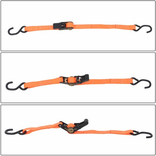 Solid Spare 2 Pack Ratchet Strap Polyester Orange Fracture Strength 2400lbs 1in*4ft S Hooks