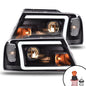 Solid Spare LED DRL Projector Headlights Black Fit For 2004-2008 Ford F-150/Lincoln Mark LT
