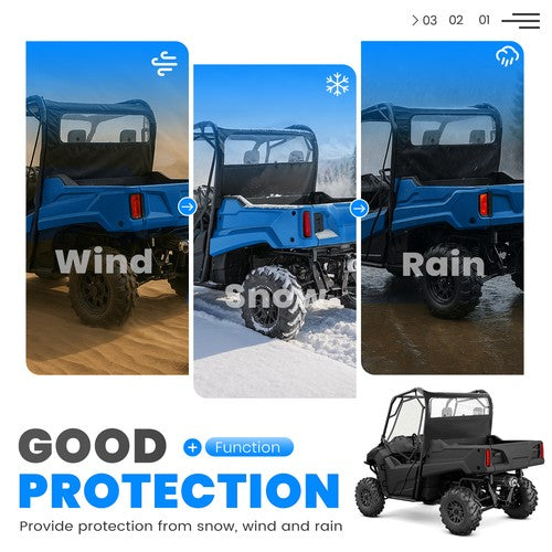 Solid Spare Soft Rear Panel Window Windshield For UTV Honda Pioneer 700/700-4 2014-2025