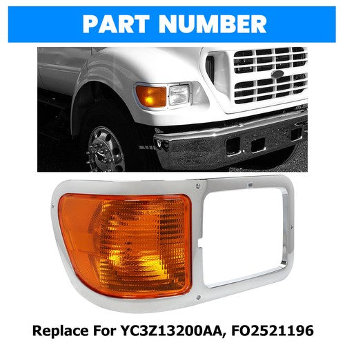 Solid Spare Passenger Side Headlight Bezel Signal Corner W/Bulb For 2000-2015 Ford F650 F750