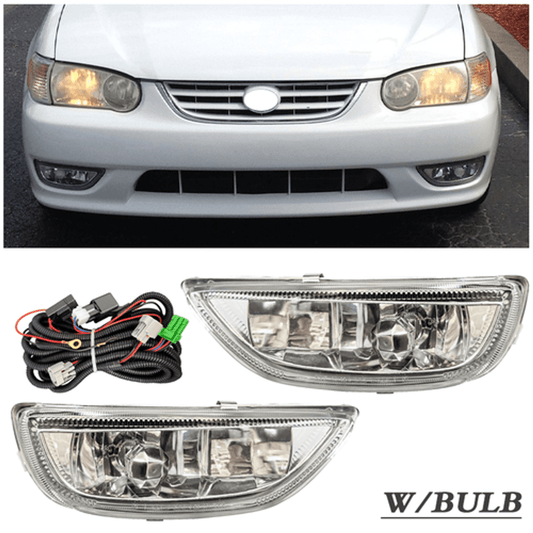 Solid Spare For 2001-2002 Toyota Corolla Front Bumper Fog Lights Driving Lamps Assembly Pair