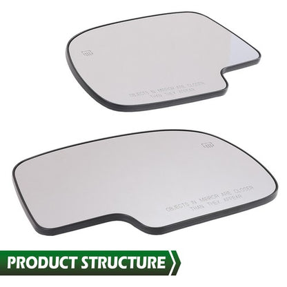 Solid Spare Mirror Glass Power Heated LH RH Pair Fit For Chevy Silverado GMC Yukon Avalanche