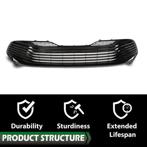 Solid Spare Fit For 2018-2020 Toyota Camry LE XLE Black Front Bumper Lower Grille Grill