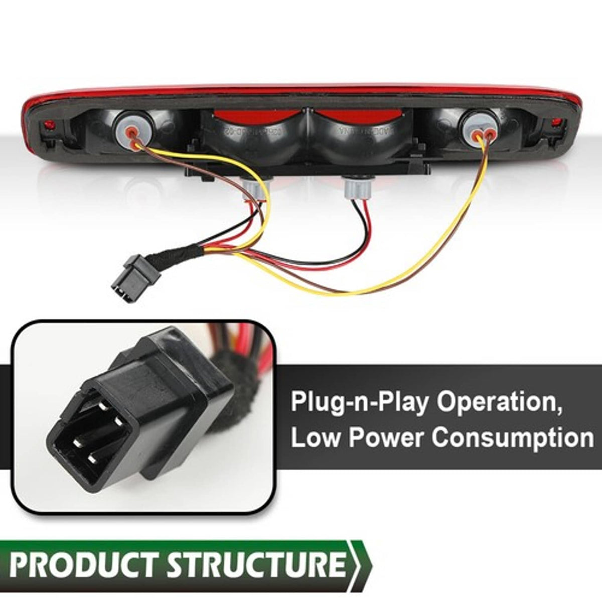 Solid Spare Fit For 99-07 Chevy Silverado GMC Sierra 3rd Brake Tail Light Stop Lamp w/ Bulbs