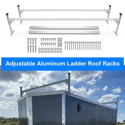 Solid Spare For Enclosed/Opened Trailer Cargo Adjustable Roof Mount Ladder Rack 4'-8.5'