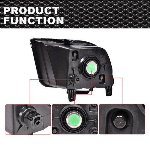Solid Spare Fit For 2005 2006 2007 2008 2009 Ford Mustang Headlight HeadLamps Smoked/Black