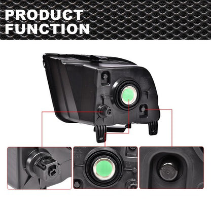 Solid Spare Fit For 2005 2006 2007 2008 2009 Ford Mustang Headlight HeadLamps Smoked/Black