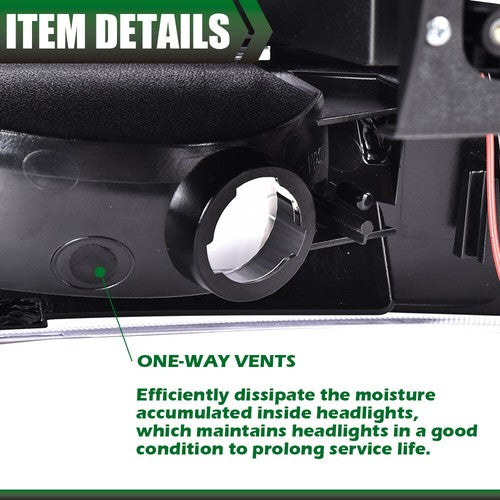 Solid Spare [LED DRL]Fit For 99-02 Chevy Silverado 1500 2500 HD Headlight+Bumper Lamps Black