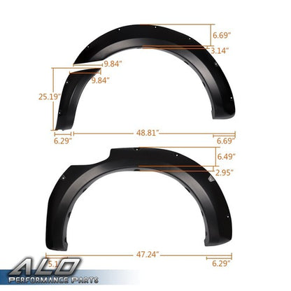 Solid Spare FIT FOR 11-18 FORD RANGER T6 POCKET STYLE FENDER FLARES SMOOTH BLACK 6Pcs