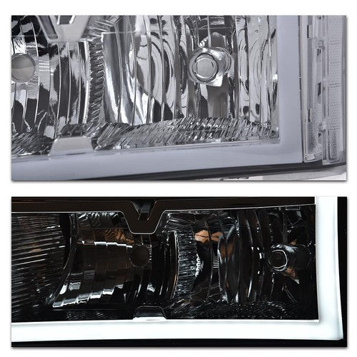 Solid Spare Fit For 2004-2012 GMC Colorado Canyon Smoked/Clear LED DRL Headlight Lamps