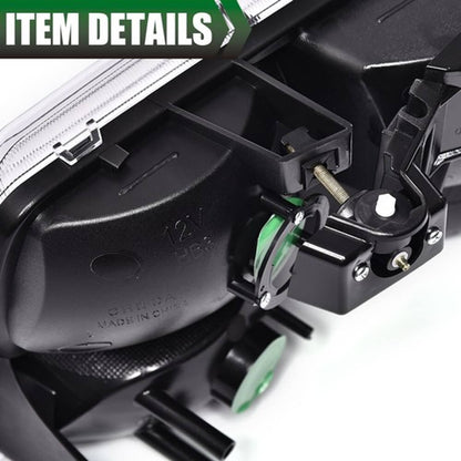 Solid Spare Fit For 1999-2002 Chevy Silverado/2000-2006 Suburban Black/Chrome Headlight Lamp