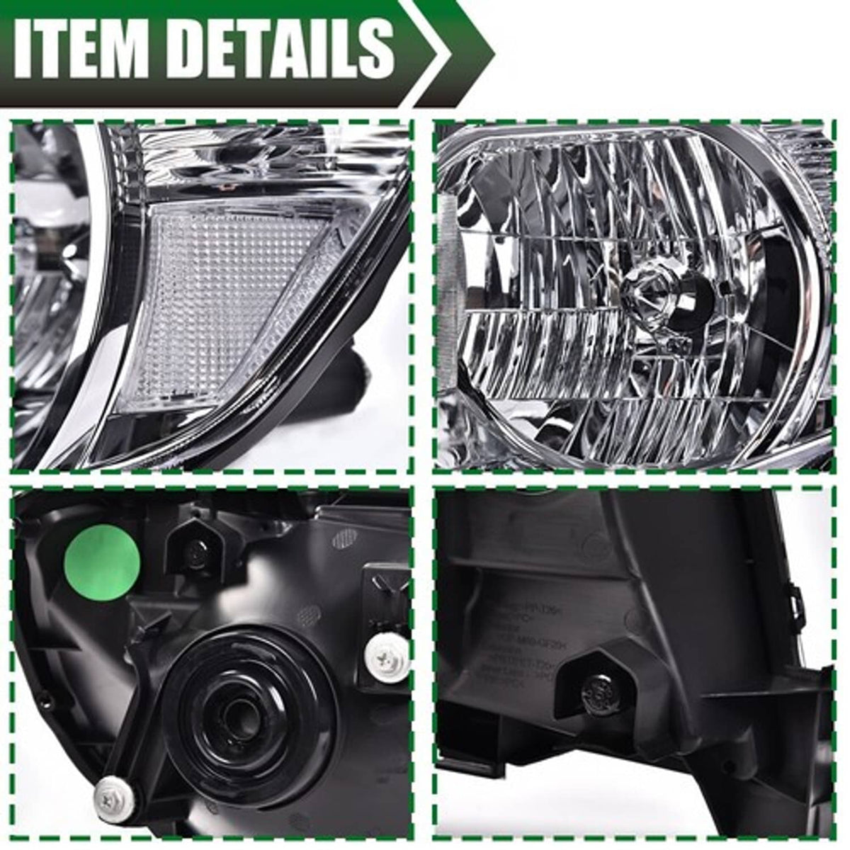 Solid Spare Fit For 2005-2011 Toyota Tacoma Clear Lens Chrome Housing Headlights Assembly