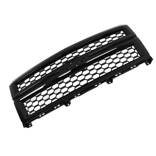 Solid Spare Black Plastic For Chevrolet Silverado 1500 2014-2015 Front Upper Grille Gloss
