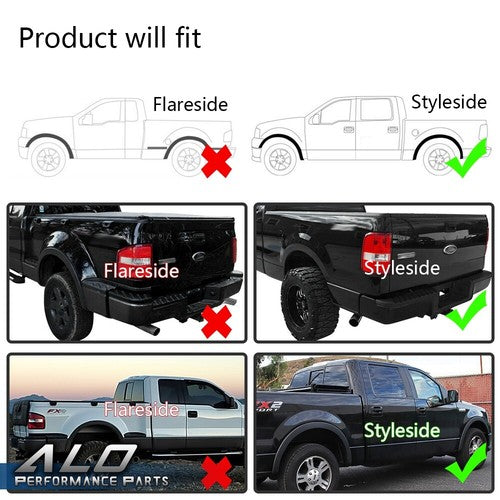 Solid Spare 4pcs Fit For 2004-2008 Ford F150 Factory Style Fender Flares Wheel Protector
