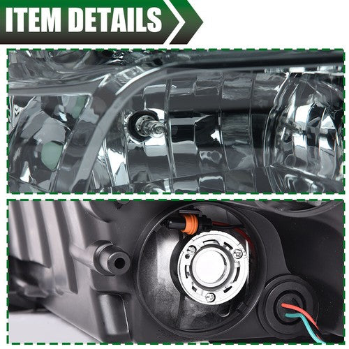 Solid Spare Fit For 2009-2018 Ram 1500 2500 3500 Black Housing Clear Corner Headlights Pair