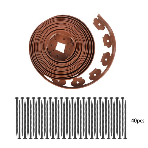 Solid Spare 240FT No Dig Lawn Border L-shaped Lawn Garden Edging Kit W/ 40 Spikes Plastic