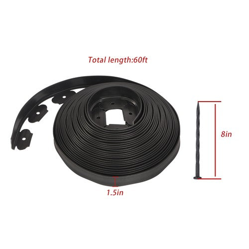 Solid Spare L-shaped Landscape Edging Border Kit No-Dig Garden Edge Lawn Border 1.5" 60 FT