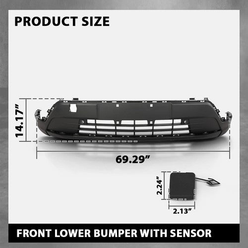 Solid Spare Fit For 2019-2023 Cadillac XT4 Front Lower Bumper Assembly with Sensor Holes