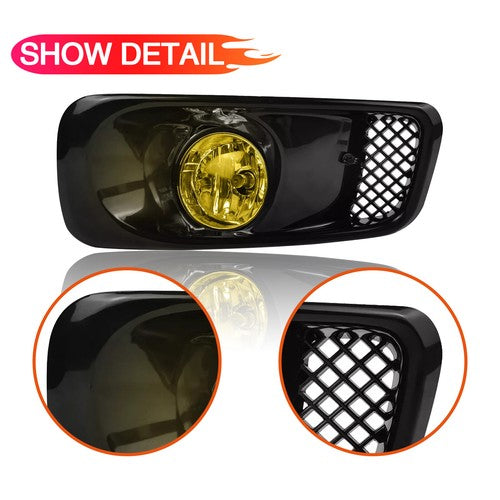 For 1999-2000 Honda Civic Front Bumper Yellow Lens Halogen Fog Lights Lamp