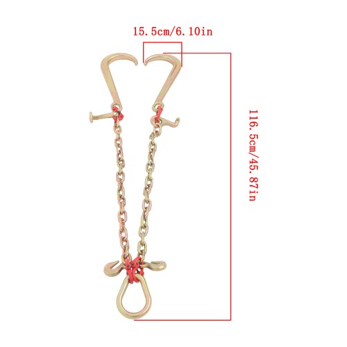 Solid Spare 5/16in*2ft G80 Chain Double Limb Hook Chain Fracture Strength 9260lbs T J Hook
