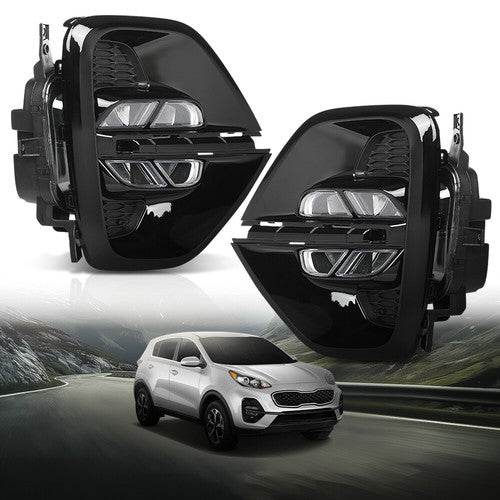 Solid Spare LED DRL Fog Lights Daytime Running Lamps Fit For 20-21 Kia Sportage Left+Right