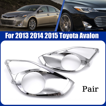 Pair Chrome Front Bumper Fog Light Cover Bezels For 2013 2014 2015 Toyota Avalon
