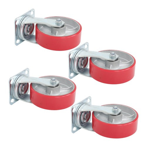 Solid Spare 4 Pack 6" × 2" Heavy Duty Swivel Caster Wheels 4800Lbs Industrial Polyurethane