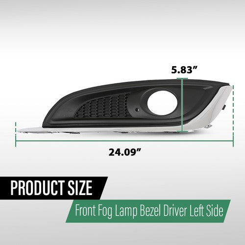 Solid Spare Fit For 2014-2017 Buick Regal Fog Light Bezel Lamp Cover w/ Chrome Trim Left