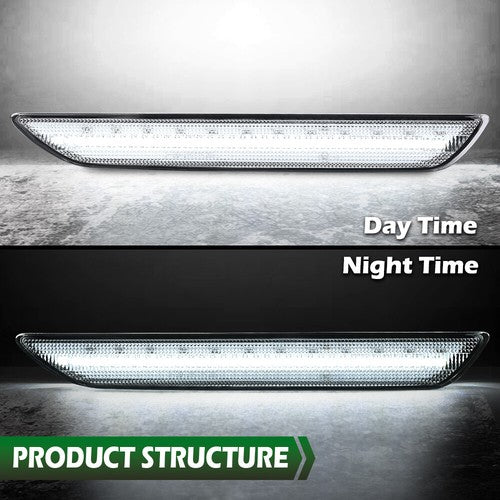 Solid Spare Fit For 2015-2022 Ford Mustang LED Rear Side Marker Lights Clear Left+Right