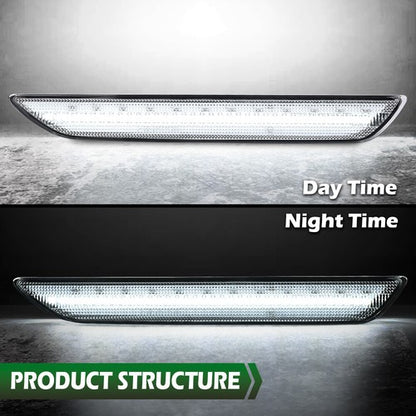 Solid Spare Fit For 2015-2022 Ford Mustang LED Rear Side Marker Lights Clear Left+Right