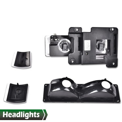 Solid Spare Fit For 1994-1998 GMC C10 C/K Sierra Suburban Yukon Smoked Lens Headlights